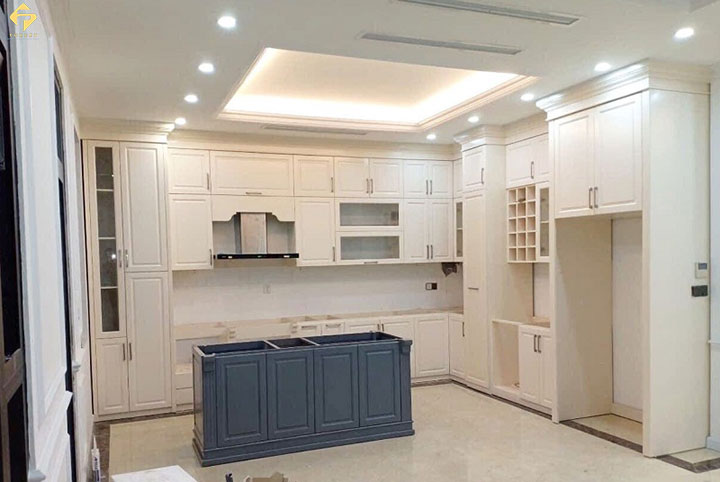 tủ bếp gỗ công nghiệp phủ sơn
