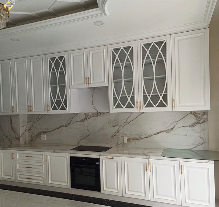 tủ bếp gỗ công nghiệp phủ sơn