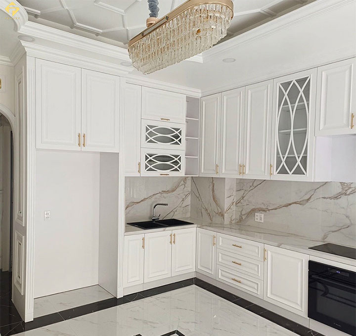 tủ bếp gỗ công nghiệp phủ sơn