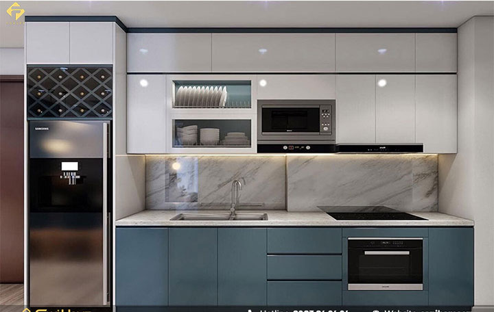 tủ bếp gỗ công nghiệp phủ sơn