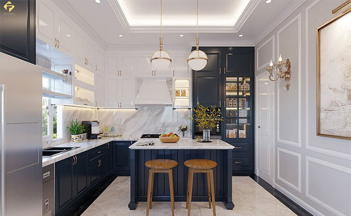 tủ bếp gỗ công nghiệp phủ sơn