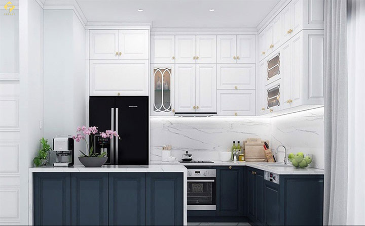 tủ bếp gỗ công nghiệp phủ sơn