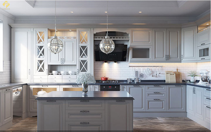 tủ bếp gỗ công nghiệp phủ sơn