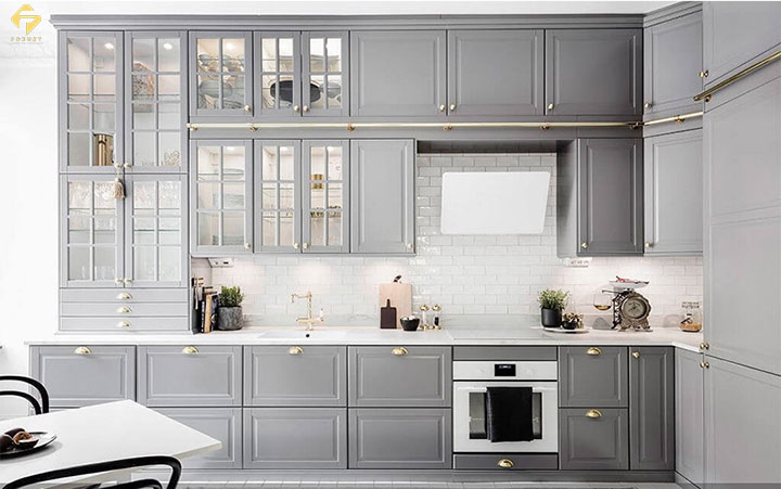 tủ bếp gỗ công nghiệp phủ sơn