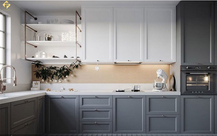 tủ bếp gỗ công nghiệp phủ sơn