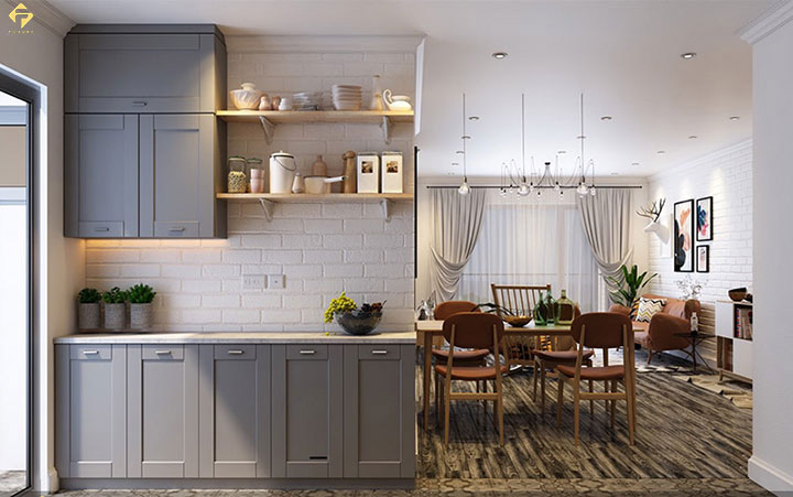 tủ bếp gỗ công nghiệp phủ sơn