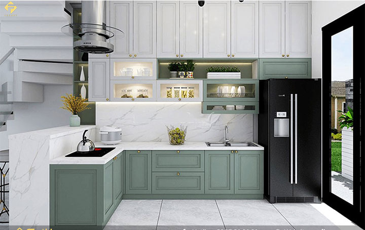 tủ bếp gỗ công nghiệp phủ sơn