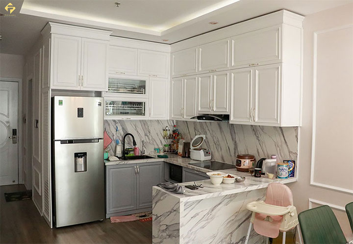 tủ bếp gỗ công nghiệp phủ sơn