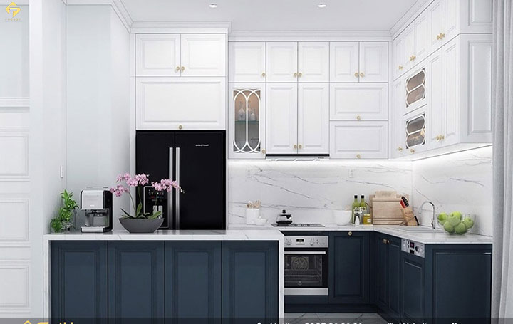 tủ bếp gỗ công nghiệp phủ sơn