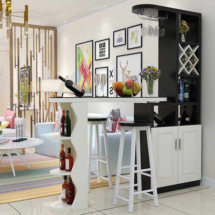 Vách ngăn kết hợp tủ rượu quầy bar