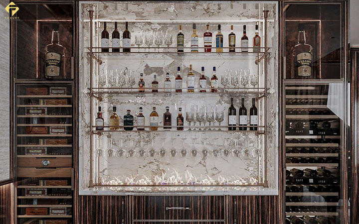 Vách ngăn gỗ công nghiệp kết hợp cửa kính