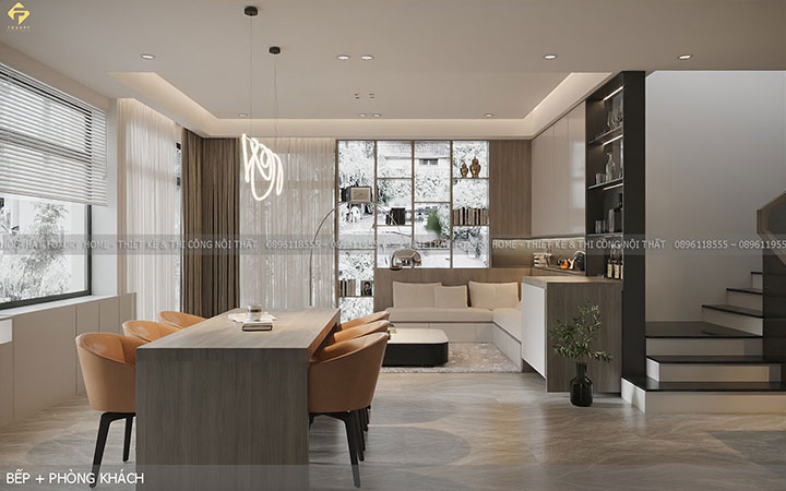 dự án thi công nội thất nhà phố anh Thái bếp