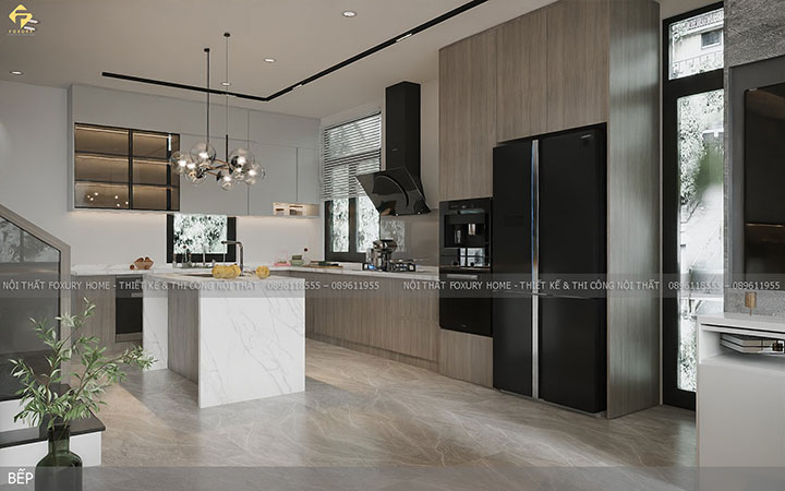 dự án thi công nội thất nhà phố anh Thái bếp