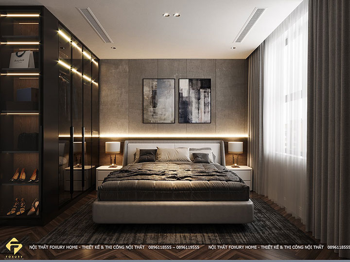 thi công nội thất phòng ngủ căn hộ anh Giang