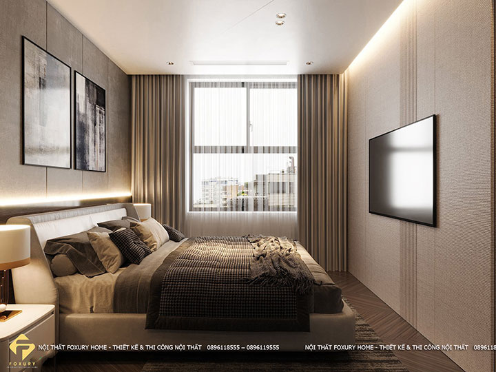 thi công nội thất phòng ngủ căn hộ anh Giang