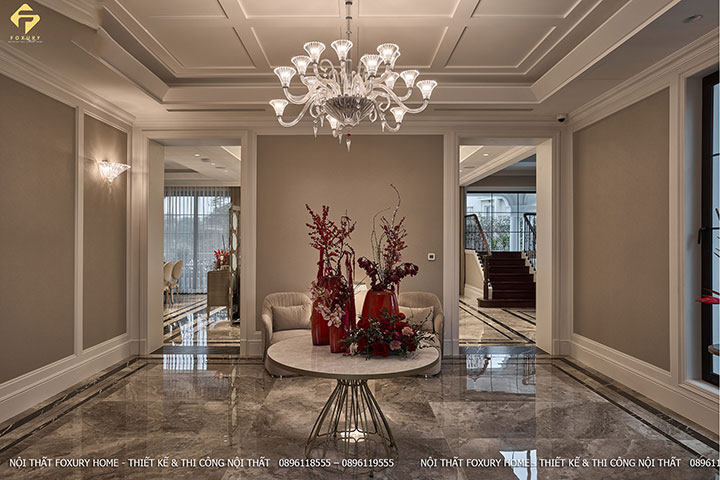 phòng khách biệt thự tân cổ điển