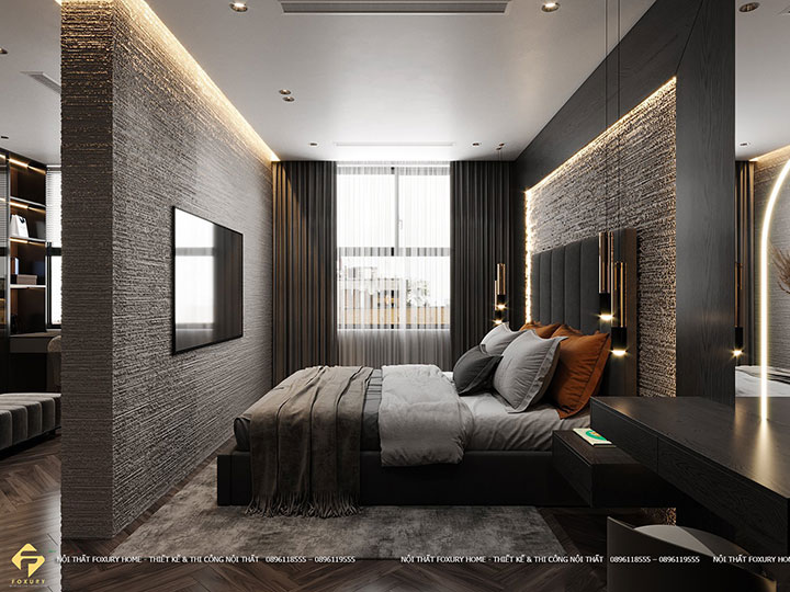 thi công nội thất phòng ngủ căn hộ anh Giang