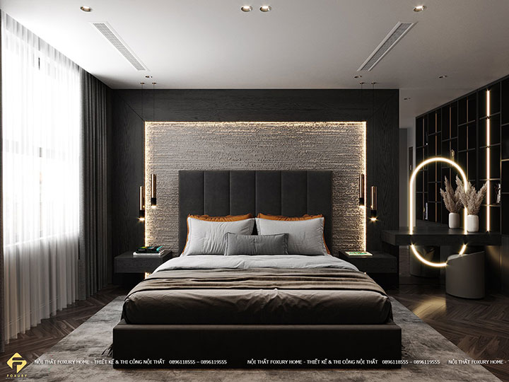 thi công nội thất phòng ngủ căn hộ anh Giang