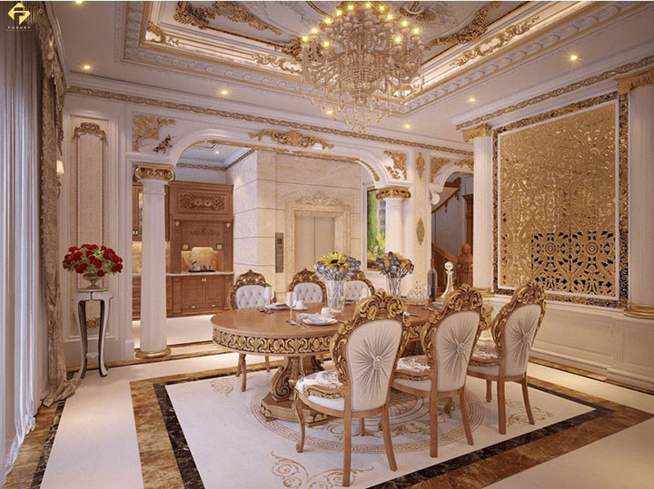phòng ăn nội thất phong cách hoàng gia
