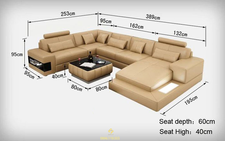 kích thước sofa phòng khách