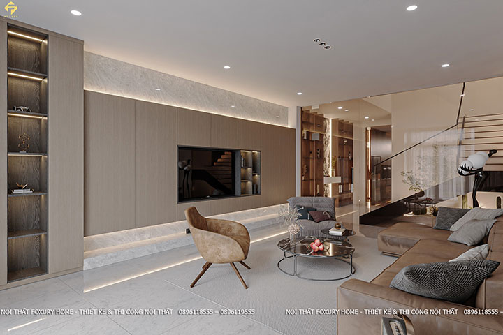 phòng khách nhà phố 3 tầng