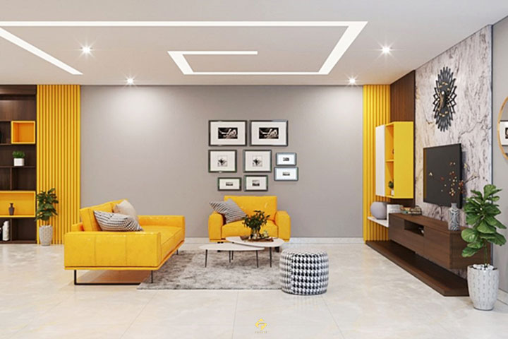 thiết kế nội thất màu vàng