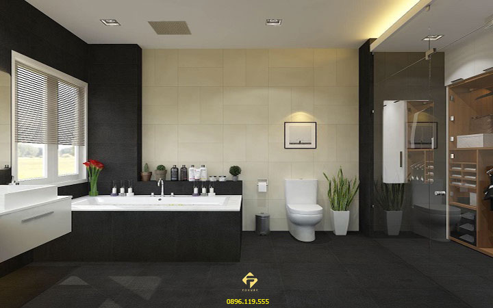 thiết kế nội thất phòng tắm với các thiết bị hiện đại