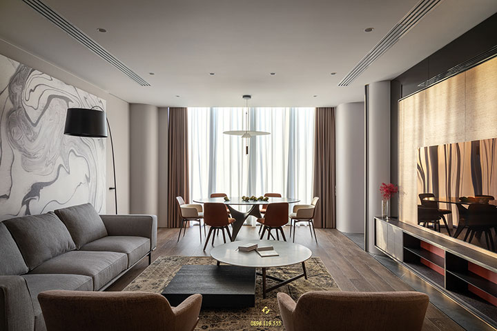 nội thất phòng khách mệnh kim