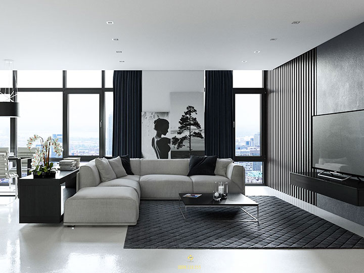 nội thất phòng khách mệnh kim