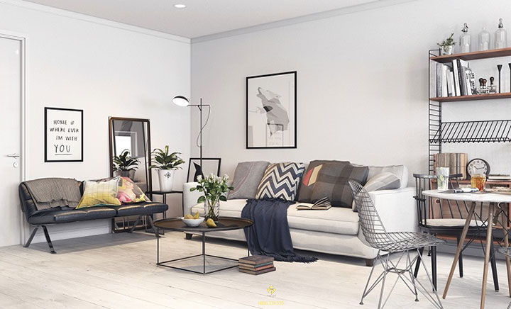 nội thất phòng khách mệnh kim