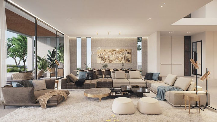 nội thất phòng khách mệnh kim