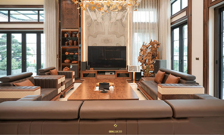 nội thất phòng khách mệnh kim