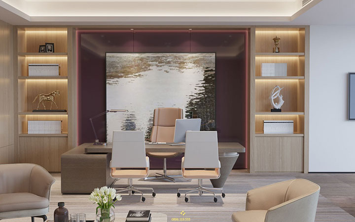 nội thất phòng làm việc mệnh kim