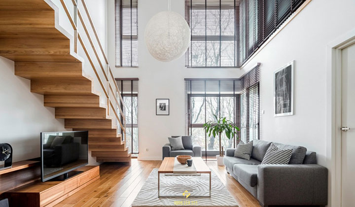 thiết kế kệ tivi dưới gầm cầu thang