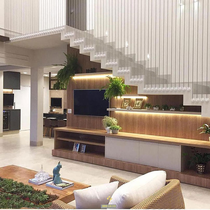 thiết kế kệ tivi dưới gầm cầu thang