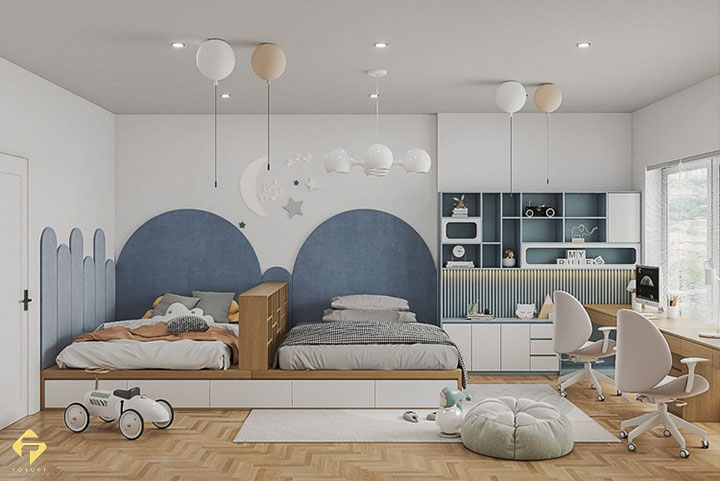 Thiết kế phòng học cho hai bé trở lên