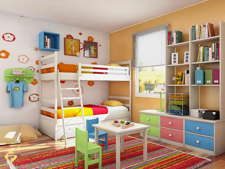 Thiết kế phòng học cho hai bé trở lên