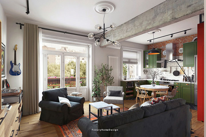 Phòng khách phong cách nội thất Vintage