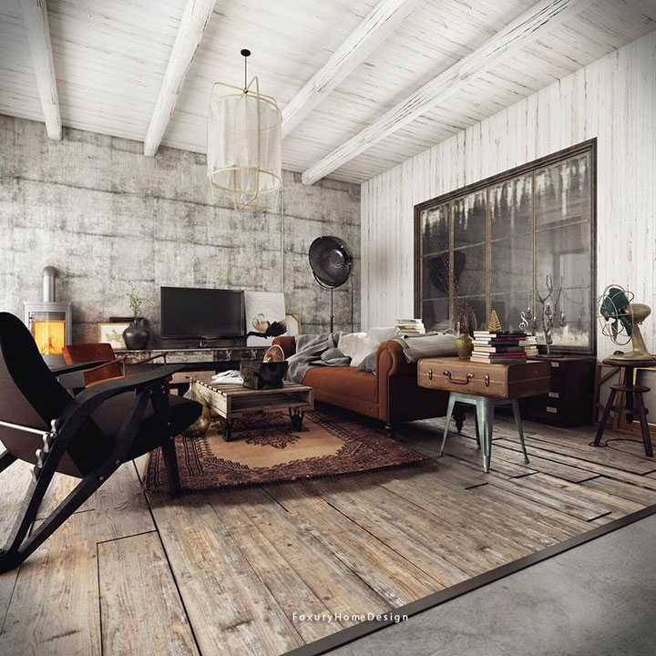 Phòng khách phong cách nội thất Vintage